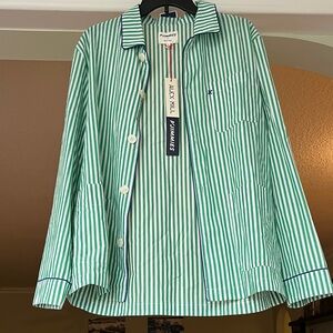 NWT Alex Mill Men's Green & White Striped pajama top size Small P’Jimmies cotton